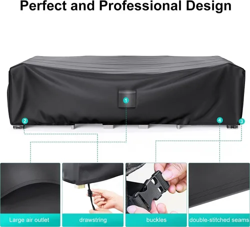Vista 5 de Fundas para Muebles de Patio, Funda para Muebles de Exterior de Servicio Pesado Impermeable, Fundas para Juego de Sofá Seccional Funda para Juego
