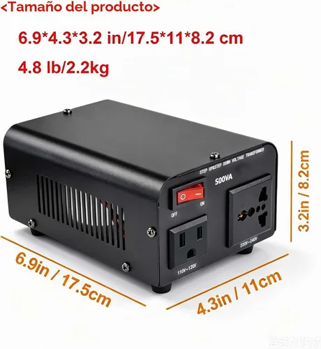 Vista 7 de Convertidor de voltaje de 500 W Convertidor de potencia (110 V a 220 V, 220 V a 110 V) Convertidor de paso hacia arriba/abajo 110/120 voltios