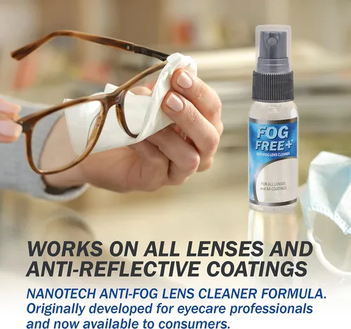 Vista 6 de Fog Free Plus - Spray antivaho para lentes – Limpiador de lentes y desempañador – Eficaz en todas las lentes y revestimientos antirreflectantes
