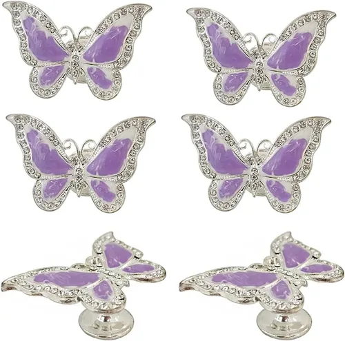 Vista 10 de Vivicap - 6 pomos de mariposa dorados, tiradores de cajón de mariposa, tiradores de mariposa elegantes, tirador de un solo agujero, manija