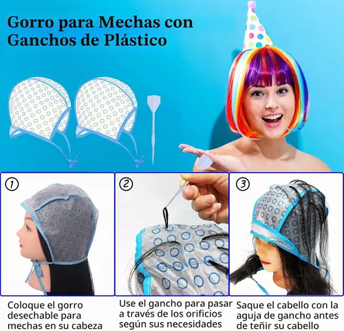 Vista 3 de Kit de 43 piezas para colorear el cabello, cepillo de tinte para el cabello y cuenco, tapa de glaseado con ganchos de plástico, chal de teñido