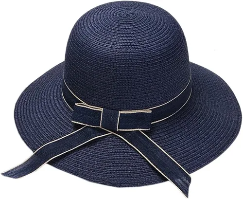 Vista 8 de Sombrero de paja de verano con protección UV, ala ancha, transpirable, visera de playa, sombreros para mujer Beige