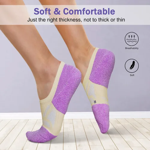 Vista 6 de No Show Socks - Calcetines deportivos de compresión de corte bajo y tobillo para mujer, 5 pares, Calcetines coloridos que aumentan el estado de ánimo