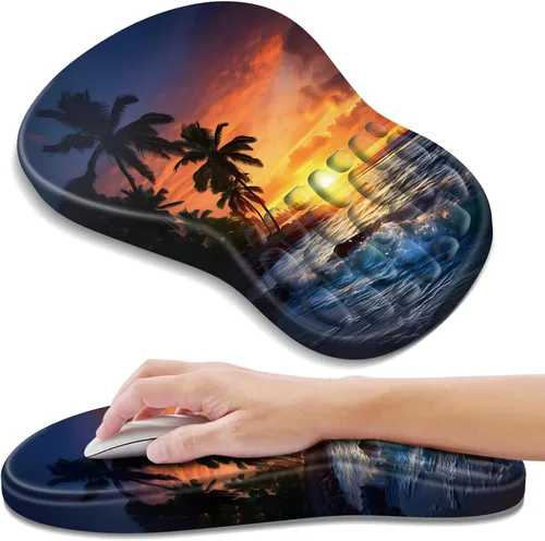Vista 21 de YIWEI Alfombrilla de mouse ergonómica con soporte para muñeca, alfombrilla de mouse de espuma viscoelástica de gel para teclado de computadora