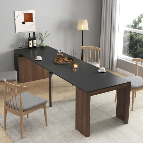 Vista 12 de SSLine Mesa de comedor rectangular extensible de 35 a 118 pulgadas, mesa de reuniones de conferencias súper larga para 6, 8, 12 personas, mesas