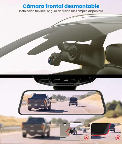 Vista 5 de AUTO-VOX T9PRO Cámara de espejo retrovisor OEM con lente frontal independiente 9.35" Full Laminated Touch Screen Mirror Dash Cam Front and Rear