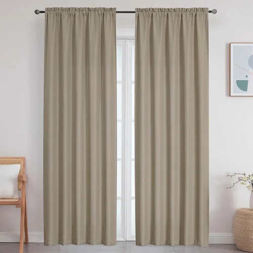 Vista 45 de Cortinas de lino para dormitorio y sala de estar de 96 pulgadas de largo, juego de 2 paneles, con bolsillo para cortinero, filtrado de luz, textura