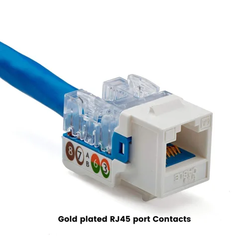 Vista 113 de TRUE CABLE Conector Keystone Cat5e, sin blindaje (UTP), perforado de 90 grados, PoE++ (4PPoE) 100W, certificación UL, verificado ETL, certificado