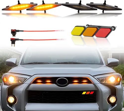 Vista 2 de 4 piezas de luces LED Amber para parrilla de 2014-2019 Toyota 4runner TRD Pro SR5 Off-Road Limited, luces Raptor para 4Runner TRD Pro 2020-2024 solo