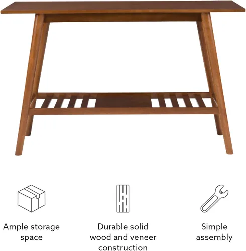 Vista 17 de Linon Melissa Mid-Century - Mesa consola moderna de nogal