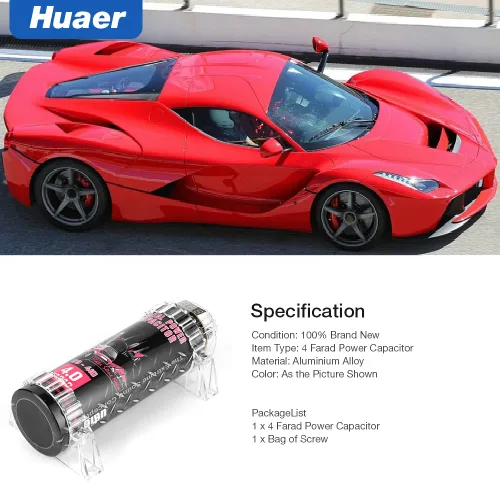 Vista 2 de Tapa de audio para automóvil, 4 condensadores de potencia, amplificador de audio para automóvil, pantalla de voltaje, tapa de alimentación