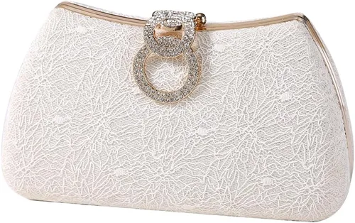 Vista 10 de Dreubea Bolso de noche de moda para mujer, bolso de embrague con cadena Champán