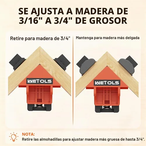 Vista 4 de WETOLS Abrazadera de esquina para carpintería, abrazadera de ángulo recto de 90 grados, abrazaderas de madera, 4 abrazaderas de carpintería