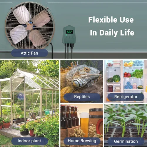 Vista 7 de LUXBIRD Termostato digital con termostato de calor y refrigeración de 10 A 1200 W para plántulas, reptiles y cerveza, cría, incubación, invernadero