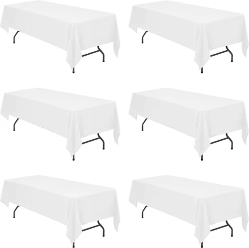 Vista 133 de BRILLMAX - Manteles para mesa rectangular de 6 pies, tela de lino de poliéster, lavable, para boda, recepción, banquete, fiesta de cumpleaños, 60 x