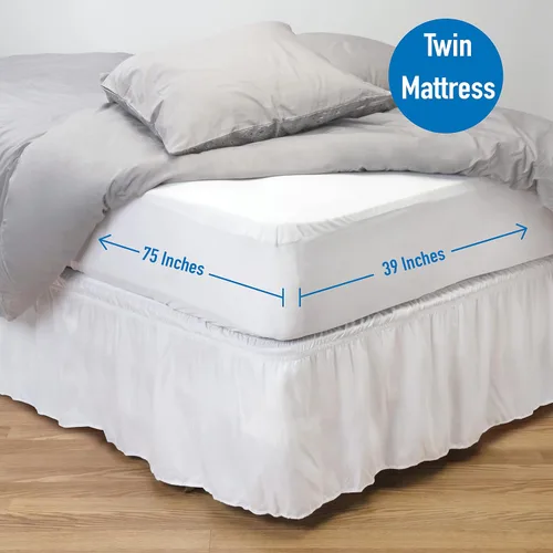 Vista 4 de Home Details Protector de colchón Twin Deluxe Funda de cremallera completa Impermeable Ajuste elástico de 12 pulgadas de profundidad Blanco