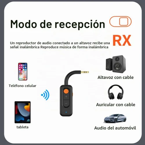 Vista 3 de Transmisor y receptor Bluetooth 5.4, adaptador inalámbrico 2 en 1