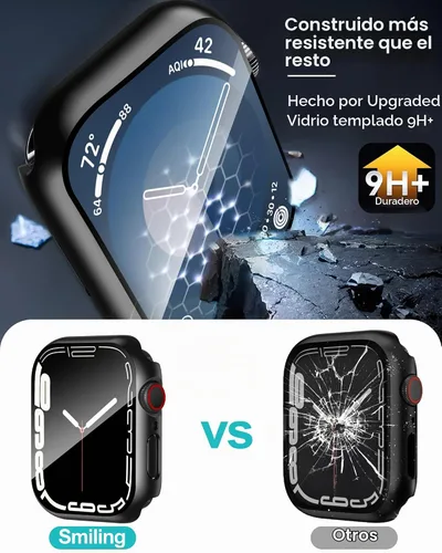 Vista 3 de Smiling Paquete de 2 fundas compatibles con Apple Watch Serie 3/Serie 2 de 1.49 pulgadas, protector de pantalla vidrio templado, carcasa rígida