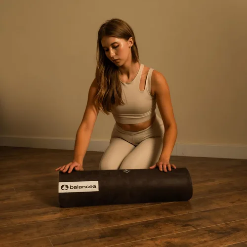 Vista 9 de Tapete de yoga con correa de 5 mm antideslizante de gamuza y TPE - Tapete ecológico para fitness y ejercicio para gimnasio en casa, pilates, yoga