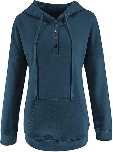 Vista 87 de Sudaderas con capucha para mujer, con cuello de botón, sin botones, con cordón, manga larga, lindas, ropa para adolescentes y niñas