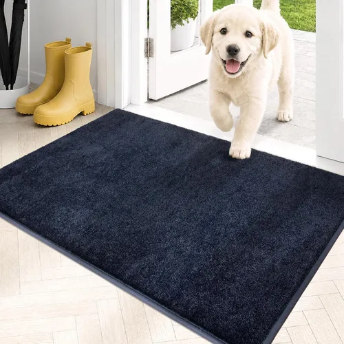 Vista 23 de PURRUGS Tapete para puerta con atrapamiento de suciedad, 20 x 31.5 pulgadas, antideslizante, lavable a máquina, tapete para puerta de perro, tapete