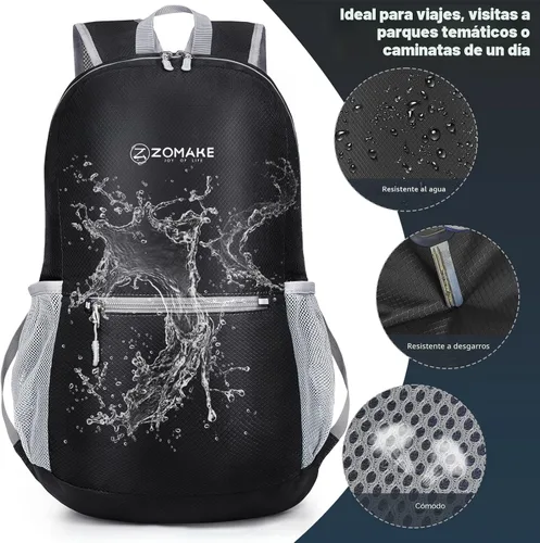 Vista 4 de ZOMAKE Mochila ligera y plegable, pequeña mochila de viaje