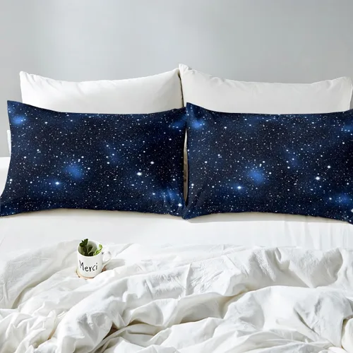 Vista 5 de Erosebridal Funda de edredón de cielo estrellado, juego de ropa de cama de galaxia, funda de edredón con temática de astronomía de cielo degradado