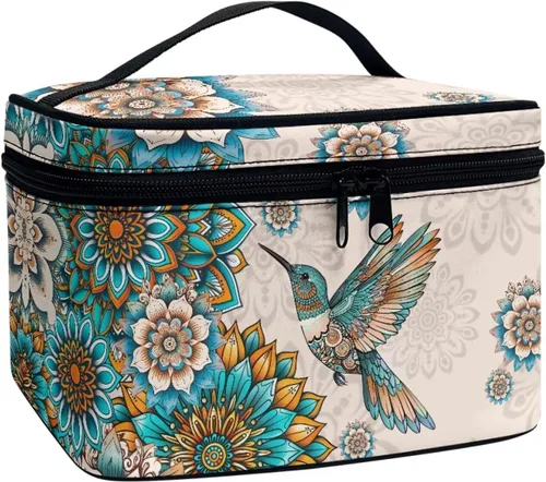 Vista 13 de doginthehole Bolsa de maquillaje, bolsa de cosméticos de viaje, bolsa de aseo portátil grande, organizador de accesorios para mujeres y niñas