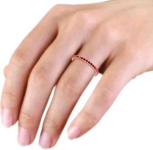 Vista 6 de Ruby 0.88 ctw U-Prong Anillo de eternidad para mujer, apilable, oro de 14 quilates