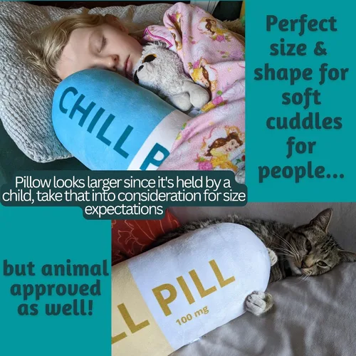 Vista 3 de Chill Pill Pillow – Almohada cervical para el cuello, divertida almohada relajante para el aula de esquina imprescindible para el aula, dormitorio