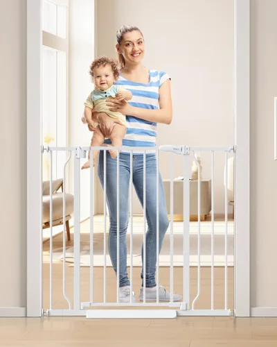 Vista 22 de Puerta de bebé para escaleras sin taladrar, puerta para perros de 29 a 40 pulgadas con cierre automático para interiores Doorways & Stairs