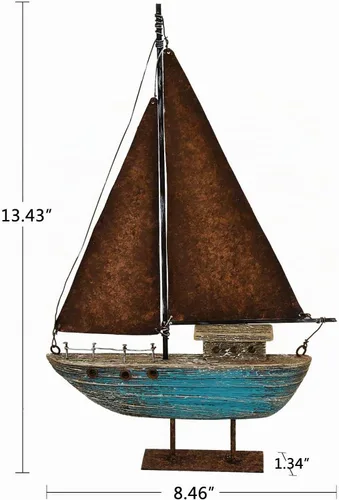 Vista 6 de Decoración de velero de madera rústica, decoración náutica de mesa, decoración náutica de velero de madera, decoración temática de playa, decoración
