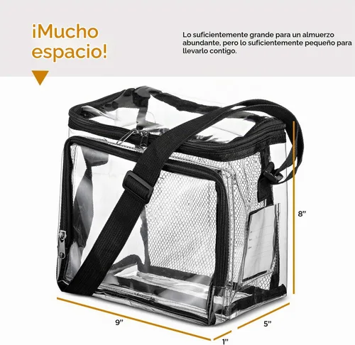 Vista 4 de SP HOME GOODS Bolsa transparente aprobada para estadios con correa ajustable, compartimento frontal de almacenamiento y bolsillos de malla, bolsas
