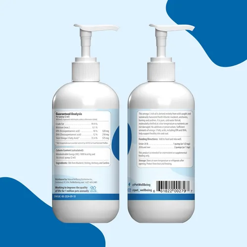 Vista 7 de Pet Wellbeing Aceite de pescado islandés omega-3 para gatos, pescado capturado en la naturaleza, pescado de agua fría, piel y pelaje saludables