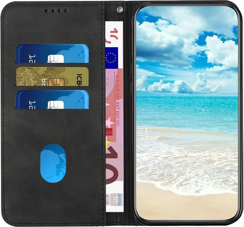 Vista 2 de Compatible con Nothing Phone (1) Funda tipo cartera con cierre magnético 5G, compatible con Nothing Phone One 5G Flip Kickstand Case Negro