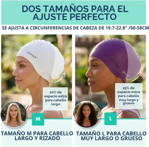 Vista 4 de Limmys Gorro de Natación Premium para Mujeres con Cabello Largo – Gorro de Natación de Silicona Suave para Mujeres – Cómodo, Ajuste con Espacio Negro
