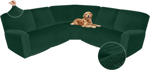 Vista 262 de Arfntevss Fundas de sofá seccional reclinable de terciopelo, Funda de sofá seccional de esquina para sofá reclinable, Funda elástica suave