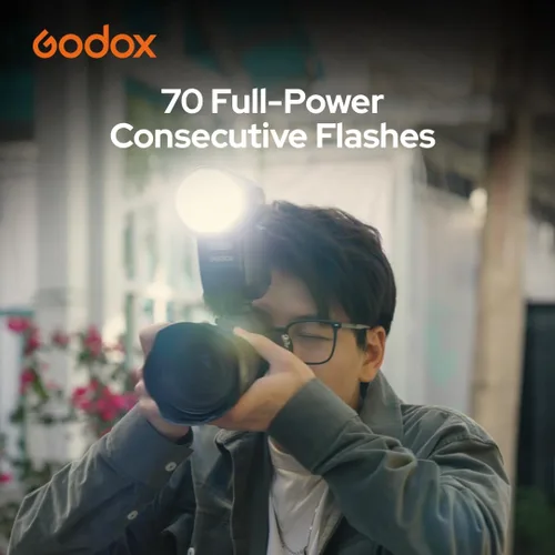 Vista 5 de Godox V100S para Sony V100 S Flash V100-S Flash de pantalla táctil de cabeza redonda, batería de litio integrada, lámpara de modelado LED de 10