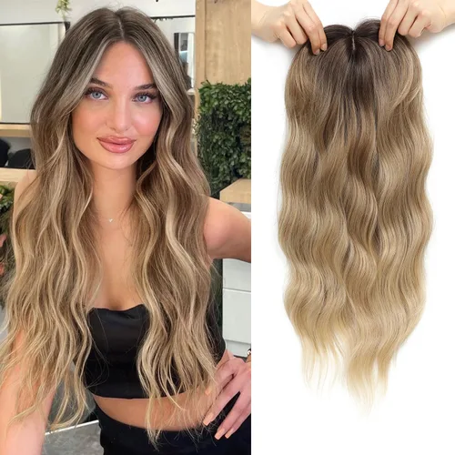 Vista 15 de PANEWAY Toppers de pelo de 7 x 7 pulgadas para mujeres con cabello fino, pelucas de 20 pulgadas para mujer, 1B
