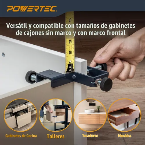 Vista 7 de POWERTEC Abrazaderas de instalación frontal para cajón, juego de abrazaderas ajustables para gabinete, herramienta de montaje y alineación rápida
