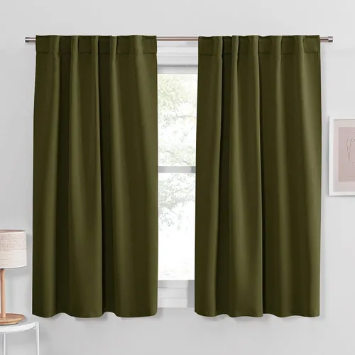 Vista 29 de PONY DANCE Cortinas cortas con aislamiento térmico para ventana pequeña, para guardería, baño, cocina, lavandería, caravana, sótano, 29 pulgadas