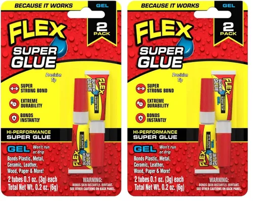 Vista 25 de Flex Super Glue Líquido, Botella de 20 Gramos, Pack de 2, Transparente, Enlace Instantáneo, Secado Rápido, Adhesivo de Cianoacrilatos, Punta