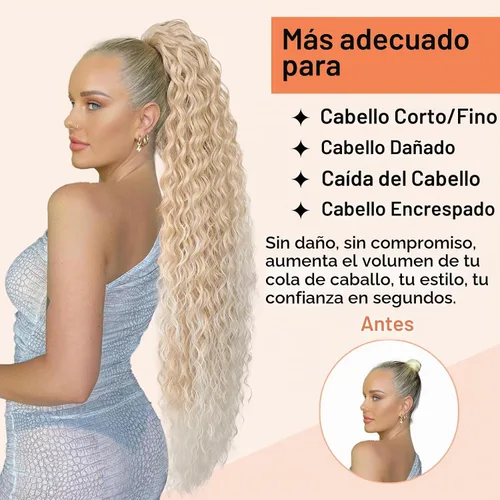 Vista 7 de SEIKEA Extensión de cola de caballo, 30" de largo, ligera, rizada natural completa con cordón, cola de caballo falsa, cola de caballo sintética