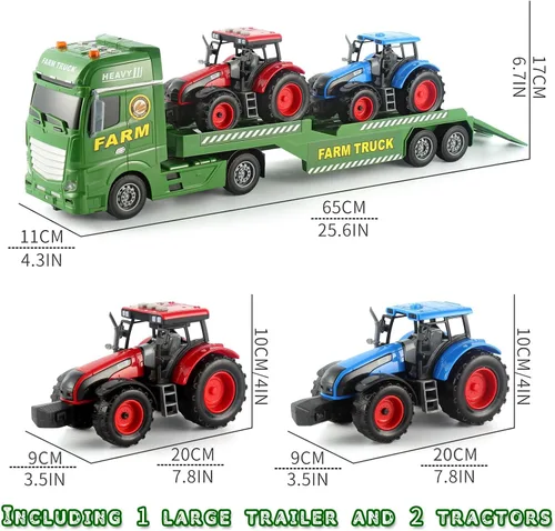 Vista 6 de Vehículos de fricción de camión agricultor de 25 pulgadas, 3 en 1, incluye 2 juguetes agrícolas Push & Go para niños pequeños a partir de 3 años