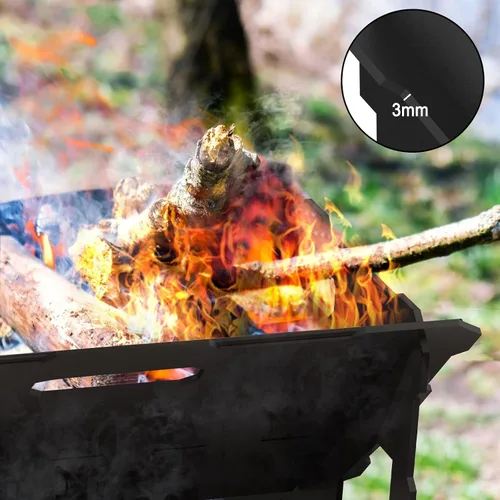 Vista 5 de Pozo de fuego de 20 pulgadas, Pozo de fuego portátil para exteriores con bandeja para BBQ, Pozos de fuego de acero desmontables para camping
