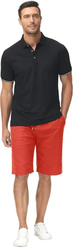 Vista 5 de Janmid Pantalones cortos casuales de lino para hombre