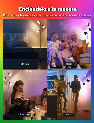 Vista 5 de SIBRILLE RGBCW Lámpara de Pie, Lámpara de 36W de Cambio de Color Brillante, Moderna Lámpara de Pie LED RGB Regulable Sin Escalones con Control