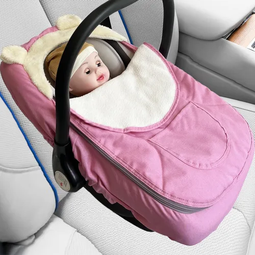 Vista 4 de Funda de asiento de automóvil para bebés, funda de asiento de automóvil de invierno para niños y niñas, mantiene al bebé caliente y acogedor, funda