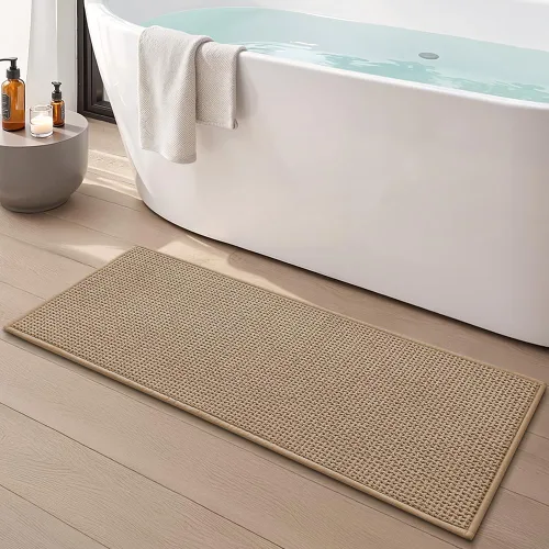 Vista 17 de Alfombras de baño antideslizantes lavables, alfombra de baño súper absorbente y delgada de secado rápido de pelo bajo para baño pequeño