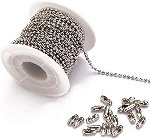 Vista 10 de Tiparts - Cadena con cuentas de bolas de 9.1 m de acero inoxidable de 18K dorado, con 20 broches conectores, juegos de cadena de cuentas de bolas